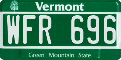 VT license plate WFR696