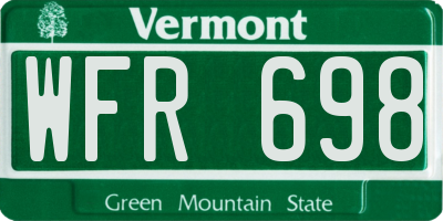 VT license plate WFR698