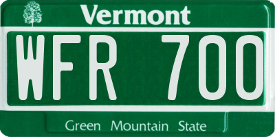 VT license plate WFR700
