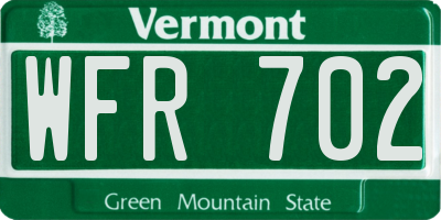 VT license plate WFR702