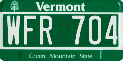 VT license plate WFR704