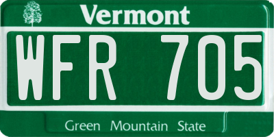 VT license plate WFR705