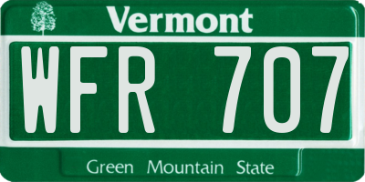 VT license plate WFR707