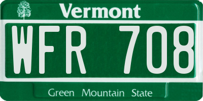 VT license plate WFR708