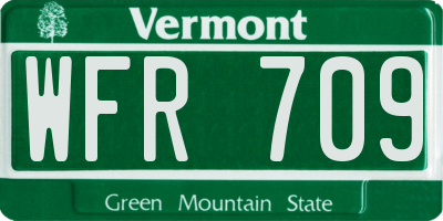 VT license plate WFR709