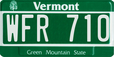 VT license plate WFR710