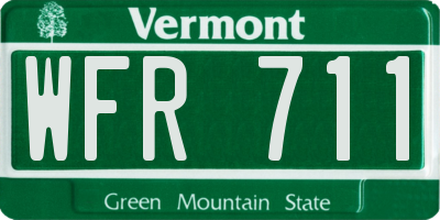 VT license plate WFR711