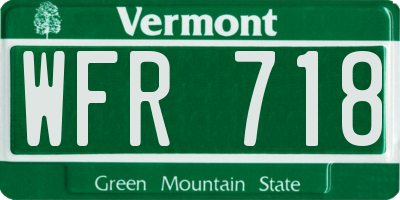 VT license plate WFR718