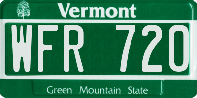 VT license plate WFR720