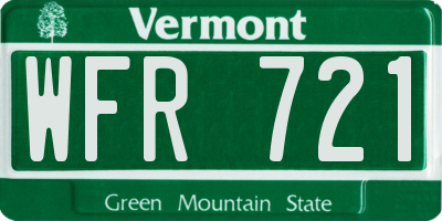 VT license plate WFR721