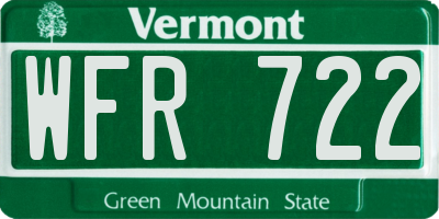 VT license plate WFR722