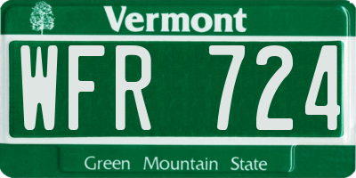 VT license plate WFR724