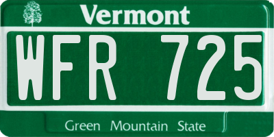 VT license plate WFR725