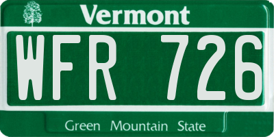 VT license plate WFR726