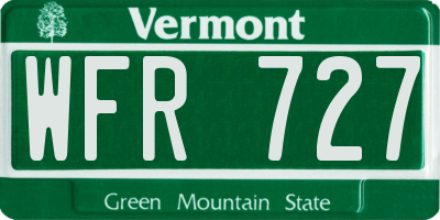 VT license plate WFR727