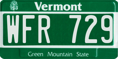 VT license plate WFR729