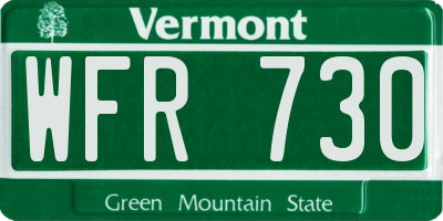 VT license plate WFR730