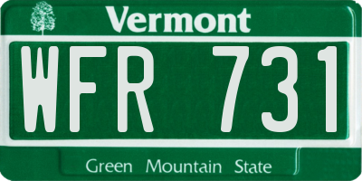 VT license plate WFR731