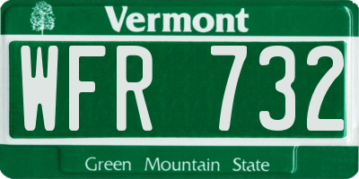 VT license plate WFR732