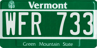 VT license plate WFR733