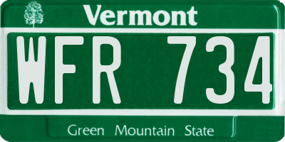 VT license plate WFR734