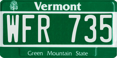 VT license plate WFR735