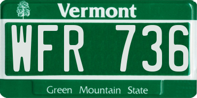 VT license plate WFR736