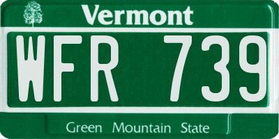 VT license plate WFR739