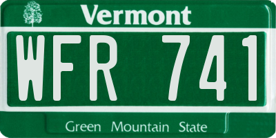 VT license plate WFR741