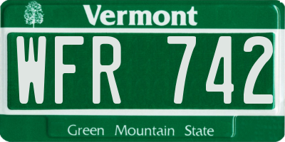 VT license plate WFR742