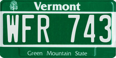 VT license plate WFR743