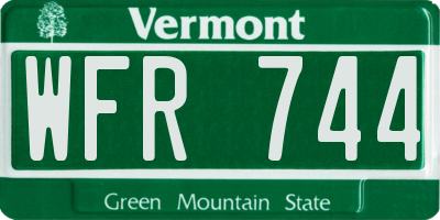 VT license plate WFR744