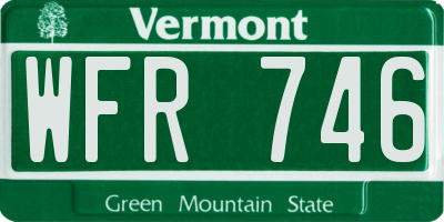 VT license plate WFR746