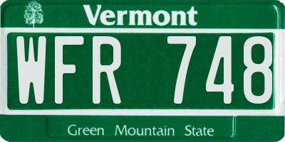 VT license plate WFR748