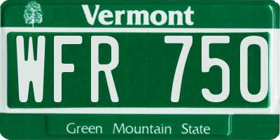 VT license plate WFR750