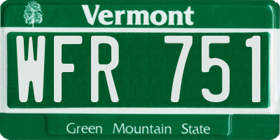 VT license plate WFR751