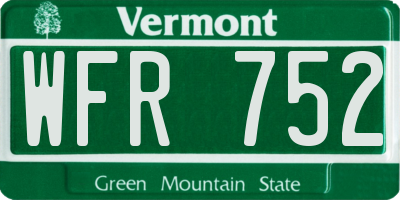 VT license plate WFR752