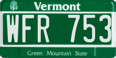 VT license plate WFR753