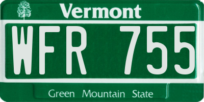 VT license plate WFR755