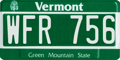 VT license plate WFR756