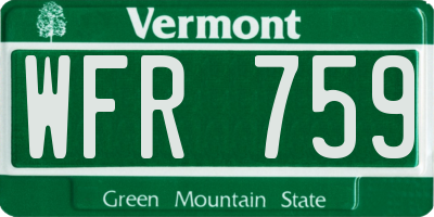 VT license plate WFR759