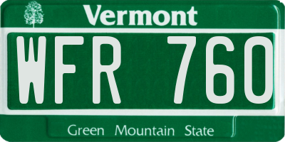 VT license plate WFR760