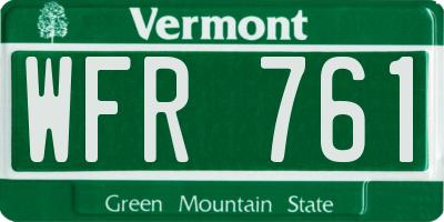VT license plate WFR761