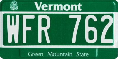VT license plate WFR762