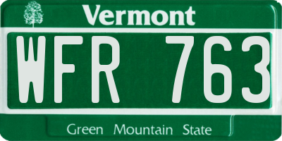 VT license plate WFR763