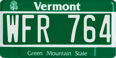 VT license plate WFR764