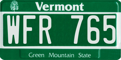 VT license plate WFR765
