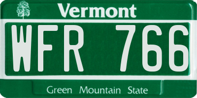 VT license plate WFR766