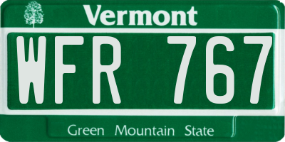 VT license plate WFR767