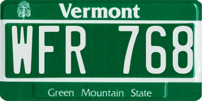 VT license plate WFR768